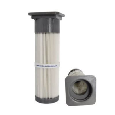 Lamella filter cartridge with open head and square sealing cap